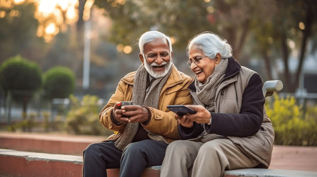 new delhi india a senior couple is laughing new delhi india a senior couple is laughing